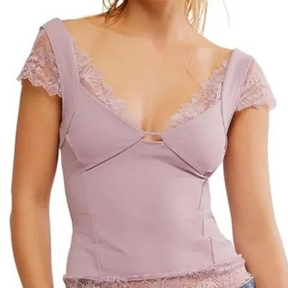 Free People pink lace top